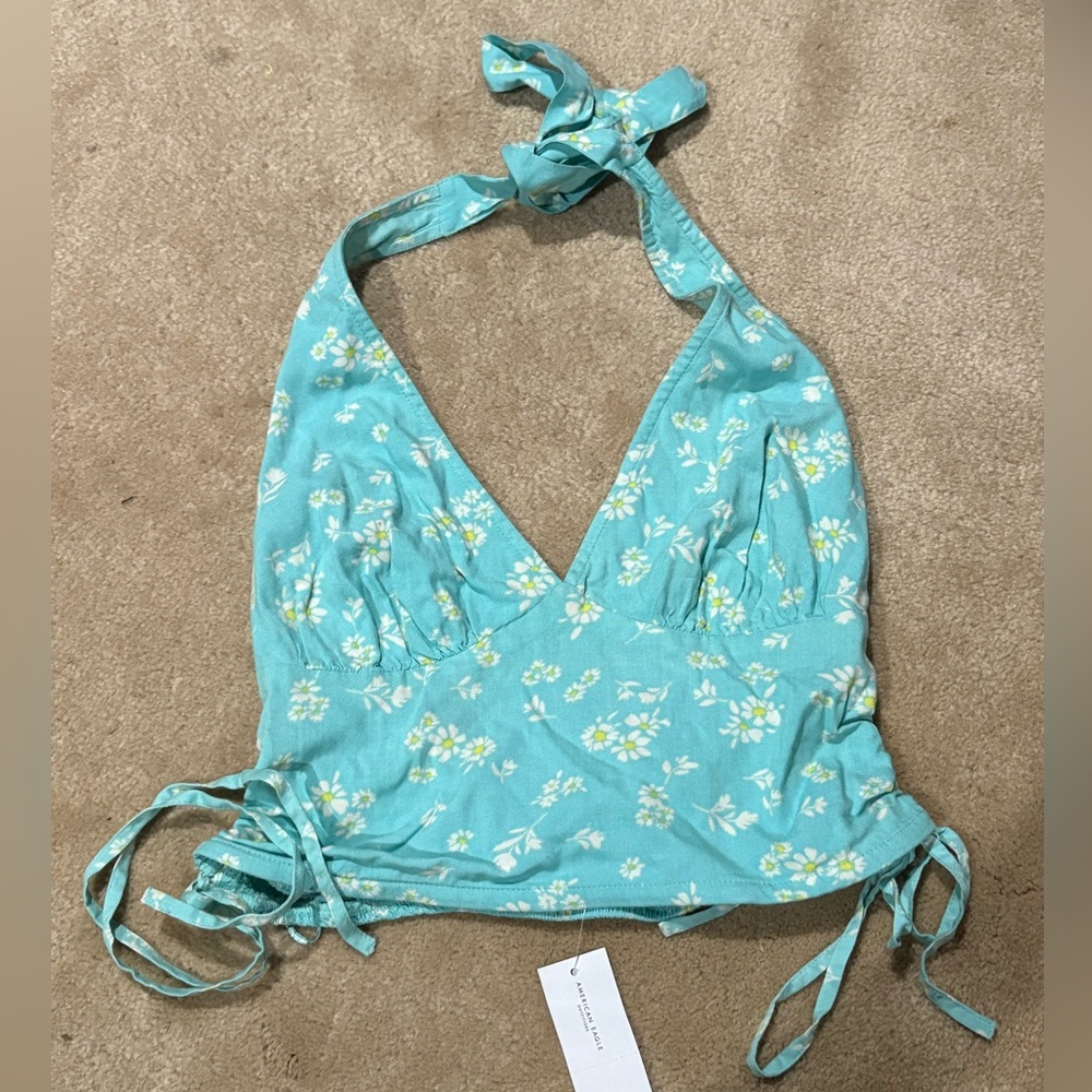 American Eagle Outfitters Floral Crop Top - Light Blue
